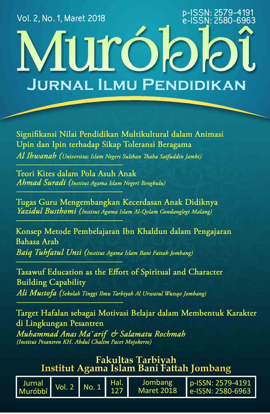 					View Vol. 2 No. 1 (2018): Pengelolaan Pendidikan Islam
				